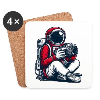 Astronaute photographe : capturer des moments cosmiques - Dessous de verre (lot de 4) - blanc - Devant