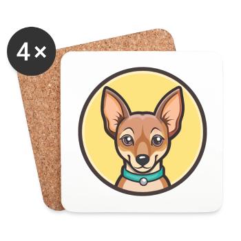 Abyssinian Sand Terrier Dog Breed Cartoon Kawaii - Coasters (set of 4) - white - Front