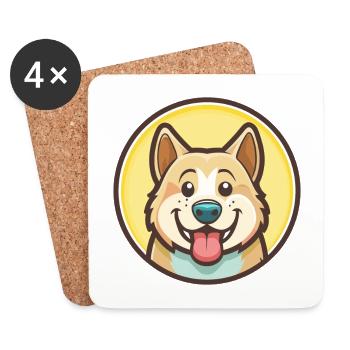 Akbash Dog Breed Cartoon Kawaii Clipart Animal Pet - Coasters (set of 4) - white - Front