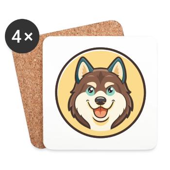 Alaskan Malamute Dog Breed Cartoon Kawaii Clipart - Coasters (set of 4) - white - Front