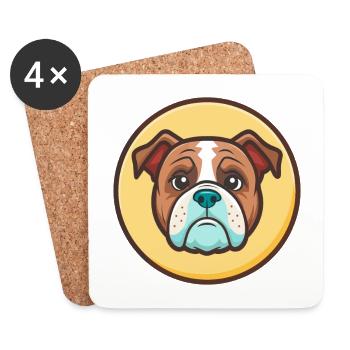 Dessin animé drôle de race de chien bouledogue bleu Alapaha - Dessous de verre (lot de 4) - blanc - Devant