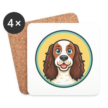 Alpine Spaniel Dog Breed Cartoon Kawaii Clipart - Coasters (set of 4) - white - Front