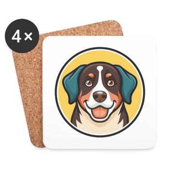 Appenzeller Sennenhund race de chien dessin animé Kawaii - Dessous de verre (lot de 4) - blanc - Devant