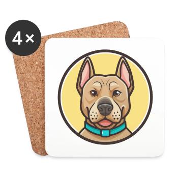 Argentino Chien Race Dessin Animé Kawaii Clipart Animal - Dessous de verre (lot de 4) - blanc - Devant