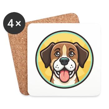 Chien Ariégeois, dessin animé kawaii, clipart animal - Dessous de verre (lot de 4) - blanc - Devant