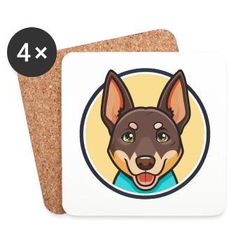 Australian Kelpie Dog Breed Cartoon Kawaii Clipart - Coasters (set of 4) - white - Front