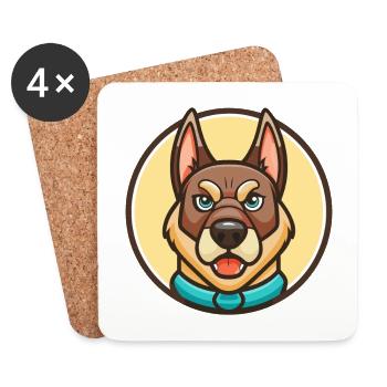 Aryan Molosse Chien Race Dessin animé Kawaii Clipart - Dessous de verre (lot de 4) - blanc - Devant
