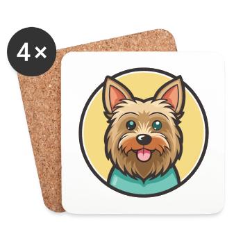 Australian Silky Terrier Chien Race Dessin Animé Kawaii - Dessous de verre (lot de 4) - blanc - Devant