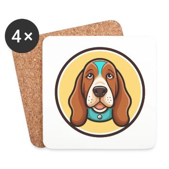 Basset Bleu De Gascogne Hunderasse Karikatur Kawaii - Untersetzer (4er-Set) - Weiß - Vorne