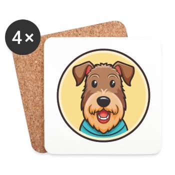 Airedale Terrier Hunderasse Cartoon Kawaii Clipart - Untersetzer (4er-Set) - Weiß - Vorne