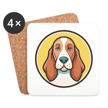 Basset Fauve De Bretagne Hunderasse Cartoon Kawaii - Untersetzer (4er-Set) - Weiß - Vorne
