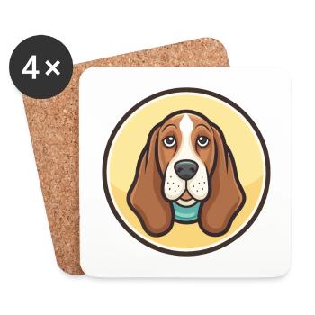 Basset Artésien Normand Race de Chien Dessin Animé Kawaii - Dessous de verre (lot de 4) - blanc - Devant