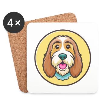 Basset Griffon Vendéen Race de chien Dessin animé Kawaii - Dessous de verre (lot de 4) - blanc - Devant