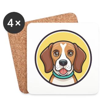 Beagle Harrier Hunderasse Cartoon Kawaii Clipart - Untersetzer (4er-Set) - Weiß - Vorne