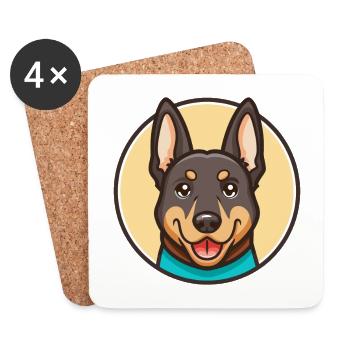 Beauceron Chien Race Dessin animé Kawaii Clipart Animal - Dessous de verre (lot de 4) - blanc - Devant