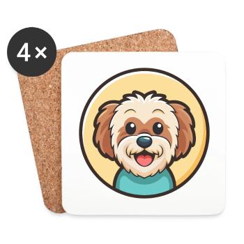 Bolognese Dog Breed Cartoon Kawaii Clipart Animal - Coasters (set of 4) - white - Front