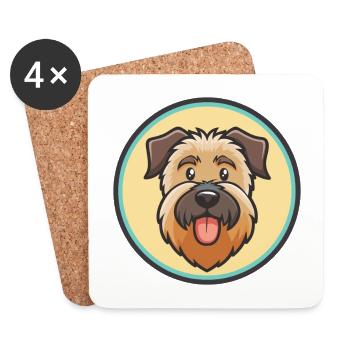 Bouvier des Ardennes Chien Race Dessin Animé Kawaii Pet - Dessous de verre (lot de 4) - blanc - Devant