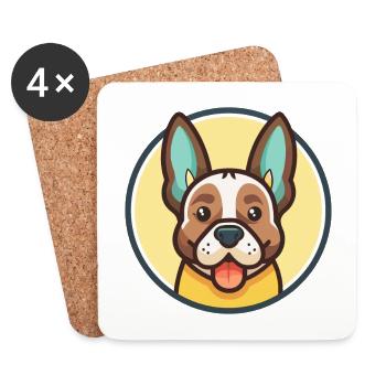 Braque Auvergne Dog Breed Cartoon Kawaii Clipart - Coasters (set of 4) - white - Front