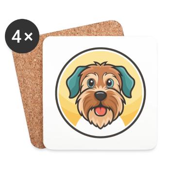 Brikett Griffon Vendeen Hunderasse Karikatur Kawaii - Untersetzer (4er-Set) - Weiß - Vorne