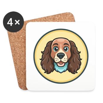 Blue Picardy Spaniel Dog Breed Cartoon Kawaii Pet - Coasters (set of 4) - white - Front