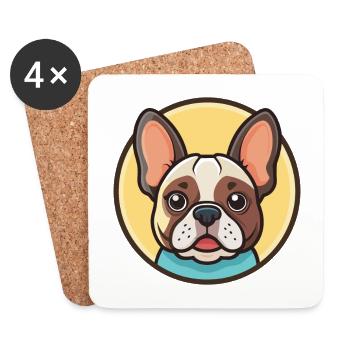 Braque Francais Dog Breed Cartoon Kawaii Clipart - Coasters (set of 4) - white - Front