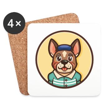 Braque Saint Germain Chien Race Dessin Animé Kawaii Pet - Dessous de verre (lot de 4) - blanc - Devant