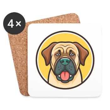 Dogue brésilien chien race dessin animé Kawaii Clipart - Dessous de verre (lot de 4) - blanc - Devant