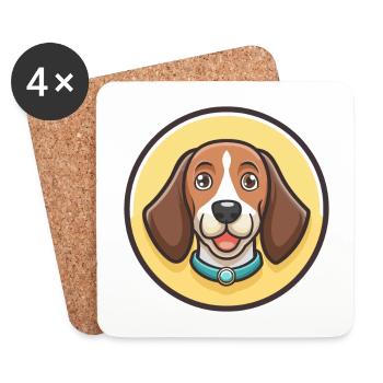 Bruno Jura Hound Hund Rasse Cartoon Kawaii Clipart - Untersetzer (4er-Set) - Weiß - Vorne