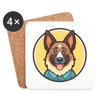 Bucovine Berger Chien Race Dessin animé Kawaii Clipart - Dessous de verre (lot de 4) - blanc - Devant