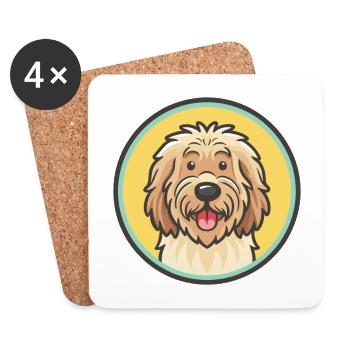 Bergamasco Berger Chien Race Drôle Dessin Animé Kawaii - Dessous de verre (lot de 4) - blanc - Devant