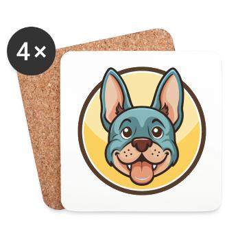 Bleu De Gascogne Hunderasse Cartoon Kawaii Clipart - Untersetzer (4er-Set) - Weiß - Vorne