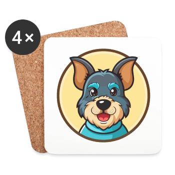 Blauer Paul Terrier Hund Rasse Cartoon Kawaii Clipart - Untersetzer (4er-Set) - Weiß - Vorne