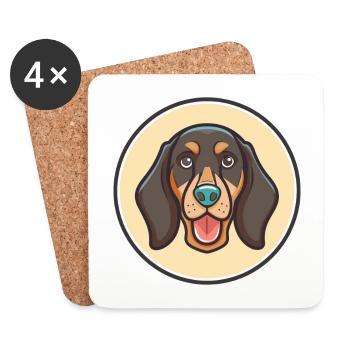 Schwarz Und Tan Coonhound Hunderasse Karikatur Kawaii - Untersetzer (4er-Set) - Weiß - Vorne
