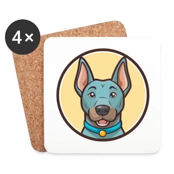 Blau Thai Ridgeback Hund Rasse Lustig Karikatur Kawaii - Untersetzer (4er-Set) - Weiß - Vorne