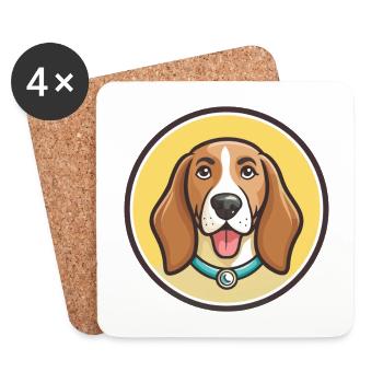 Bulgarischer Windhund Rasse Karikatur Kawaii Clipart - Untersetzer (4er-Set) - Weiß - Vorne