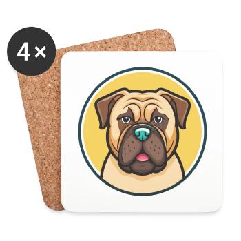 Bullmastiff Dog Breed Funny Cartoon Kawaii Clipart - Coasters (set of 4) - white - Front