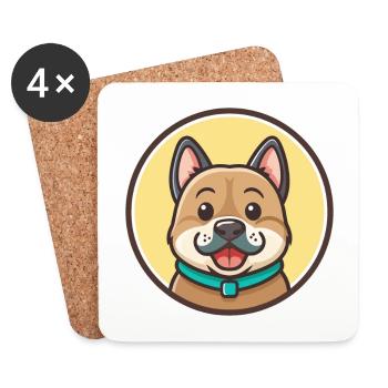 Ca De Bou Dog Breed Cartoon Kawaii Clipart Animal - Coasters (set of 4) - white - Front