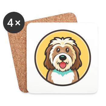 Berger Catalan Race de Chien Dessin Animé Kawaii Clipart - Dessous de verre (lot de 4) - blanc - Devant