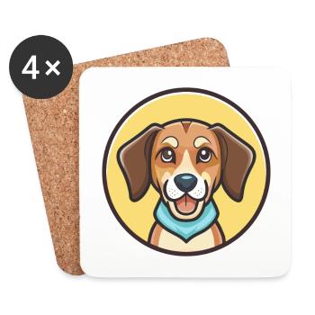 Kanarischer Warren Hound Hunderasse Cartoon Kawaii Haustier - Untersetzer (4er-Set) - Weiß - Vorne