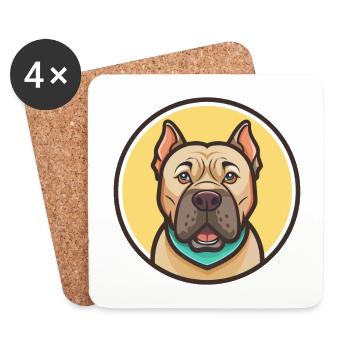 Cane Corso Chien Race Dessin animé Kawaii Clipart Animal - Dessous de verre (lot de 4) - blanc - Devant