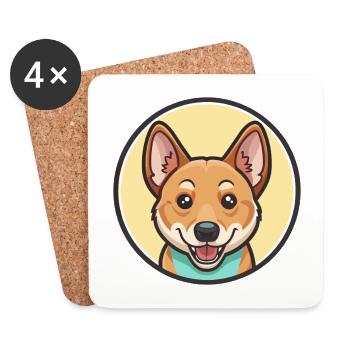 Carolina Chien Race Coloré Dessin animé Kawaii Clipart - Dessous de verre (lot de 4) - blanc - Devant