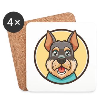Cesky Fousek race de chien dessin animé Kawaii Clipart animal de compagnie - Dessous de verre (lot de 4) - blanc - Devant