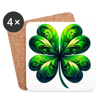 Trèfle à quatre feuilles - Dessous de verre (lot de 4) - blanc - Devant