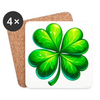 Trèfle à quatre feuilles - Dessous de verre (lot de 4) - blanc - Devant