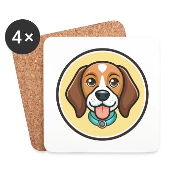 Deutsche Bracke Hunderasse Cartoon Kawaii Clipart - Untersetzer (4er-Set) - Weiß - Vorne