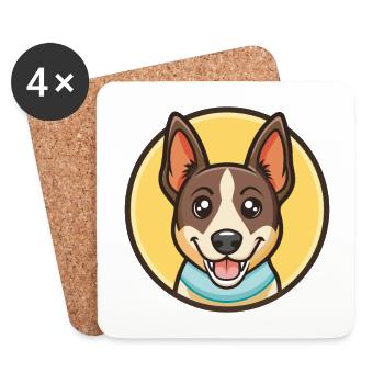Danemark Feist Chien Race Dessin Animé Kawaii Clipart Animal De Compagnie - Dessous de verre (lot de 4) - blanc - Devant