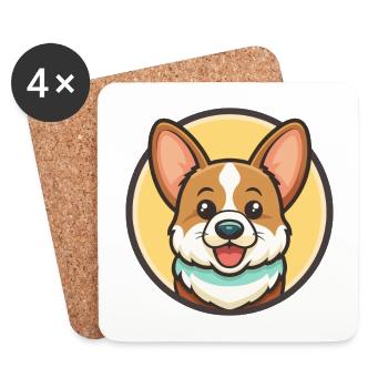 Corgi Dog Race Dessin animé Kawaii Clipart Animal de compagnie - Dessous de verre (lot de 4) - blanc - Devant