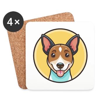 Chien Fox Terrier Chilien Drôle de Dessin Animé Kawaii - Dessous de verre (lot de 4) - blanc - Devant