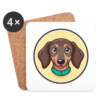 Dachshund Dog Breed Cartoon Kawaii Clipart Animal - Coasters (set of 4) - white - Front