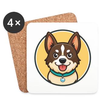 Cierny Sery Dog Breed Funny Cartoon Kawaii Clipart - Coasters (set of 4) - white - Front